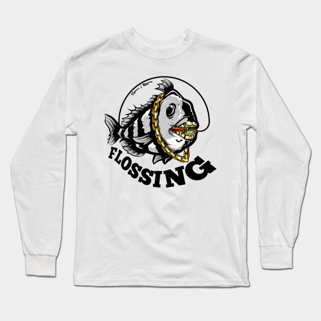 Flossing Sheepshead - Fish Art Long Sleeve T-Shirt by CypressMangrove